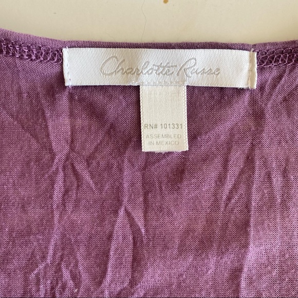 Charlotte Russe Purple Deep V-Neck Sparkle Short Sleeve Top - Picture 5 of 11